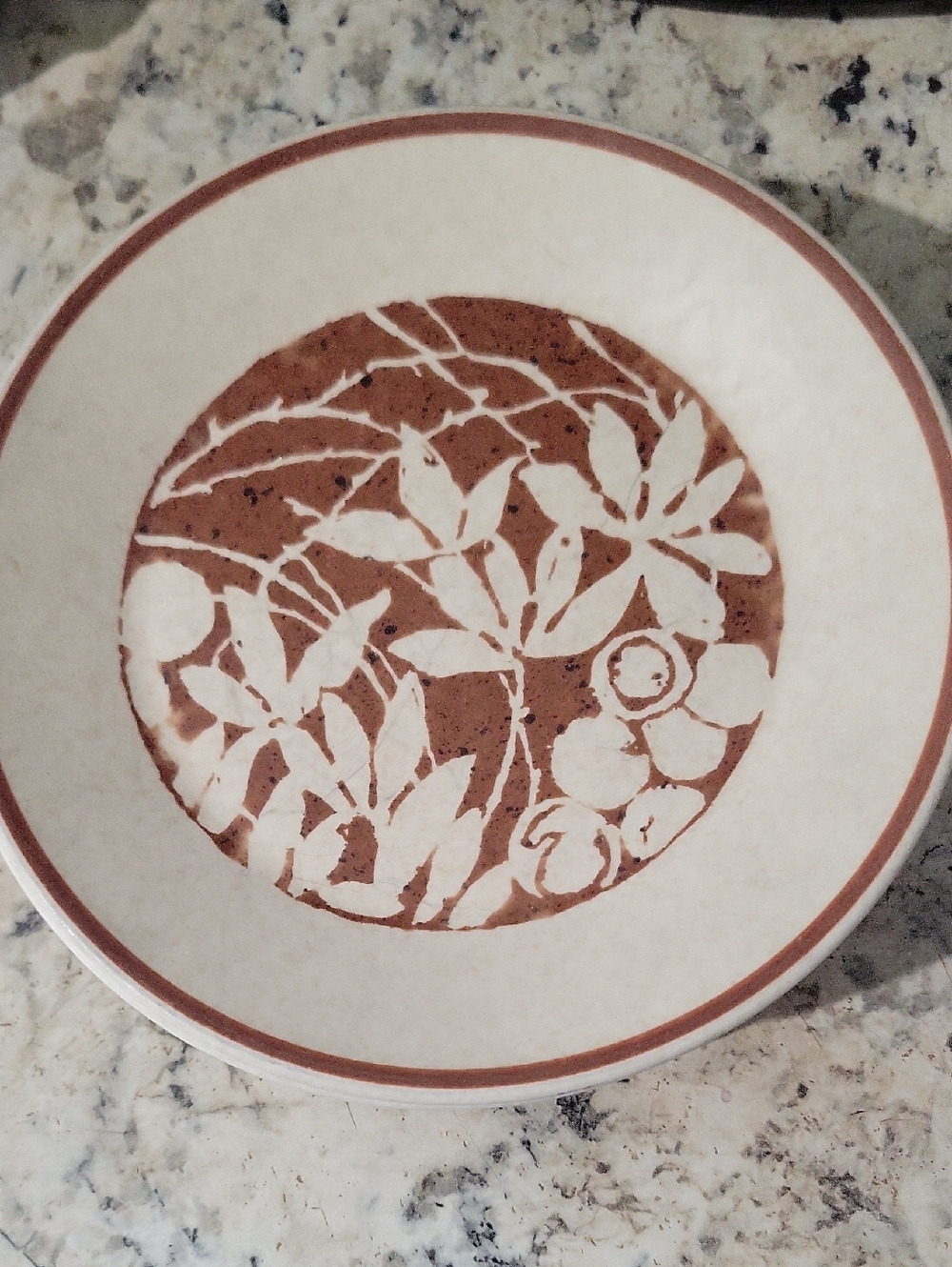 Vintage Lenox Temper-Ware  Woodspice Ceramic Plate in Cream with Terracotta Rim